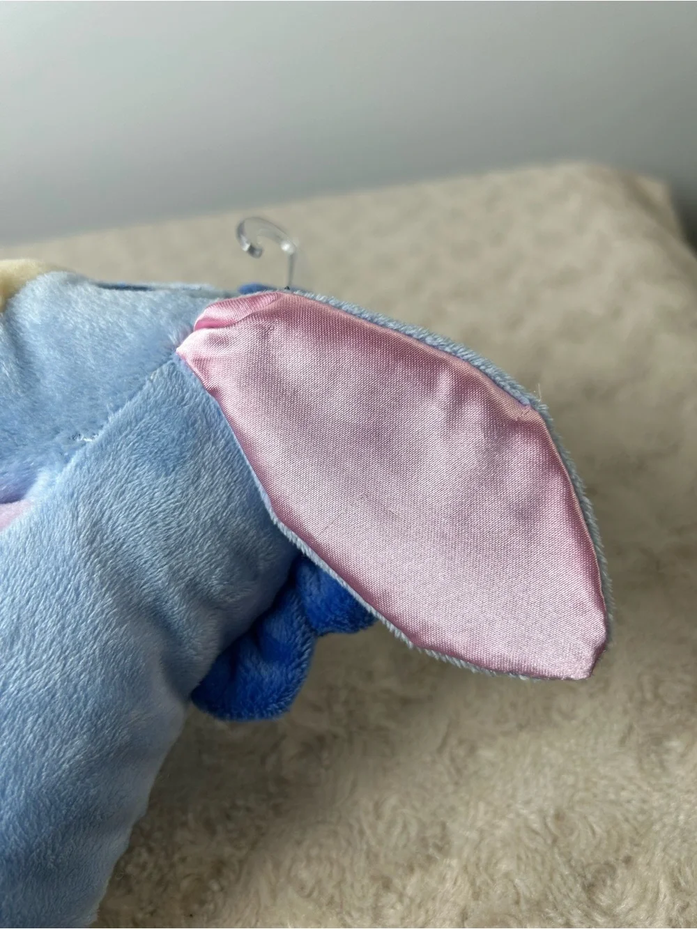 Disney Kids Preferred Eeyore Plush Stuffed Animal Blue Pink Bow Crinkle Ears